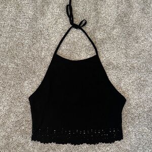 Black Halter Neck Women's Top